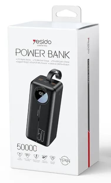 پاوربانک یسیدو مدل YP44 ظرفیت 50000 میلی آمپر ساعت ا YESIDO YP44 50000 MAH POWERBANK — تصویر ۴
