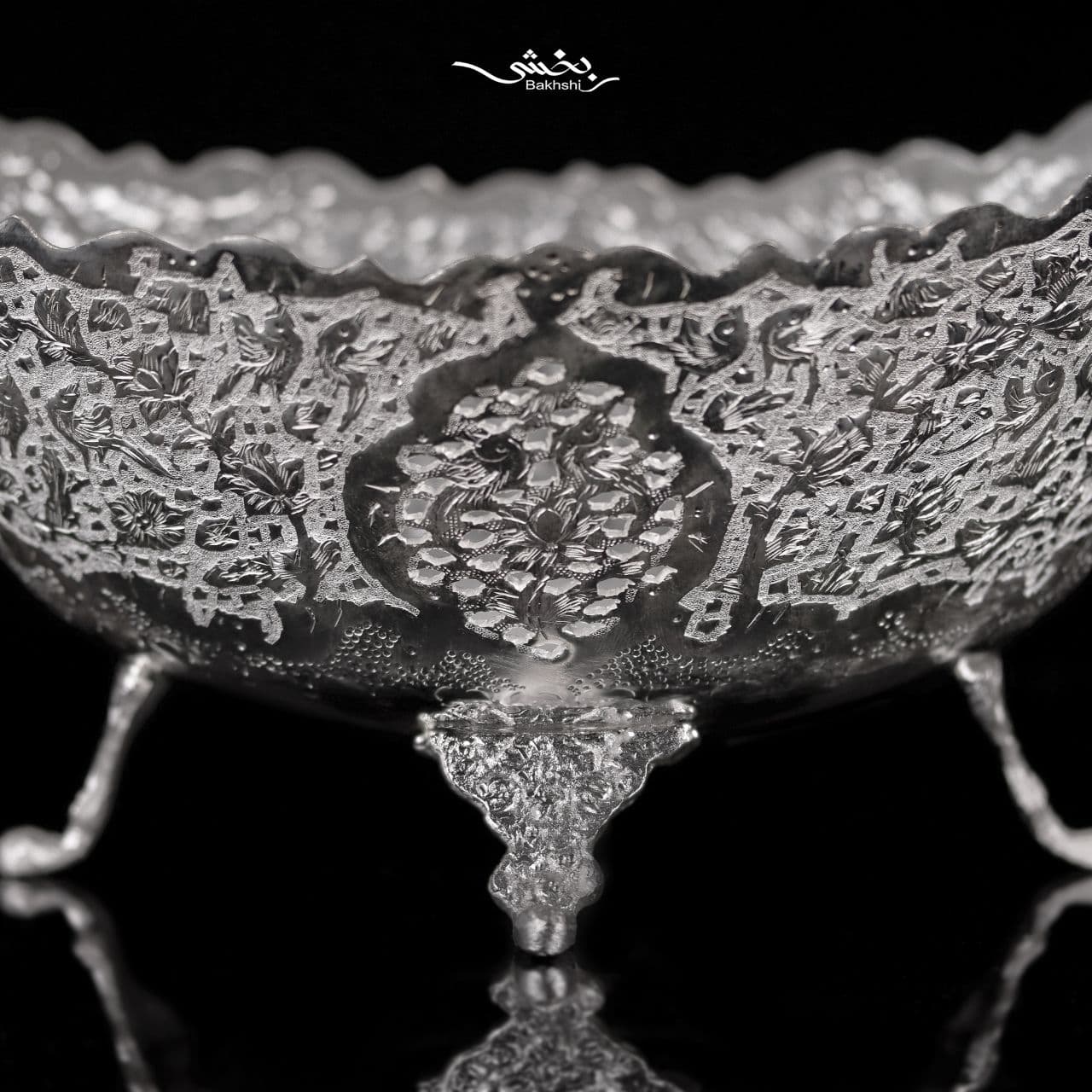 کشکول نقره گل و مرغ — تصویر ۲