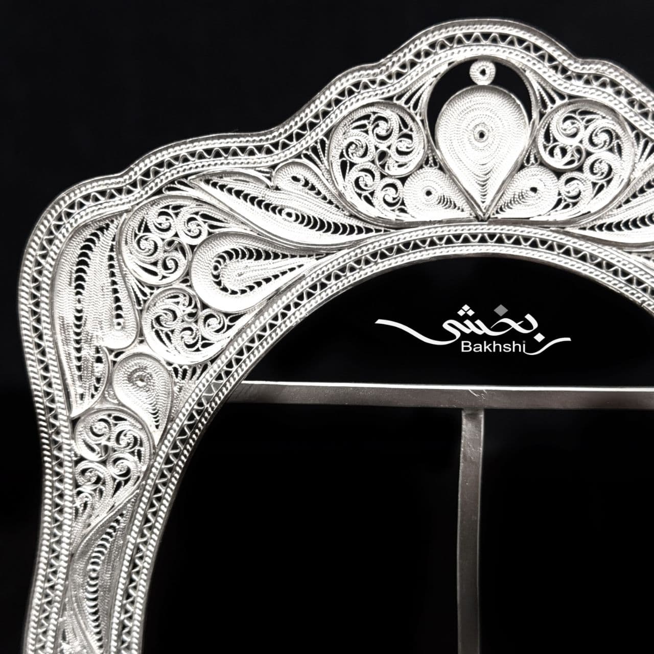 قاب عکس نقره مستطیل ملیله زنجان — تصویر ۳