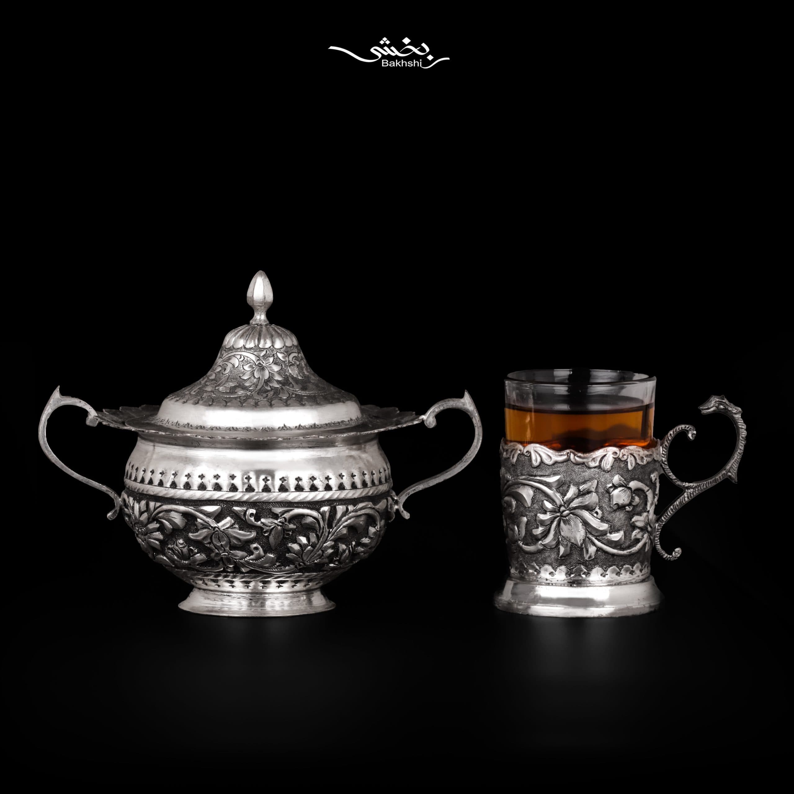 ست چای خوری نقره گل برجسته — تصویر ۲