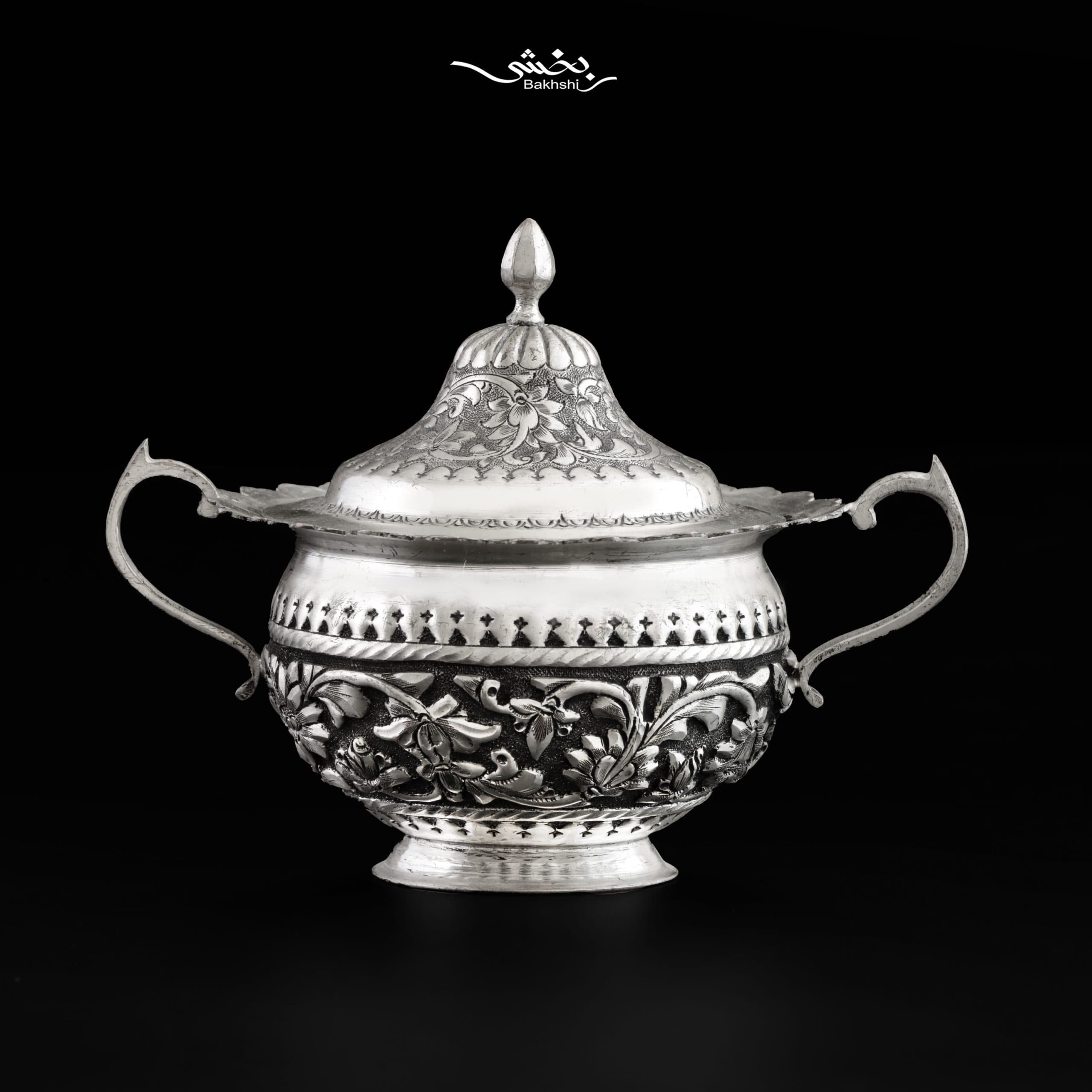 ست چای خوری نقره گل برجسته — تصویر ۳