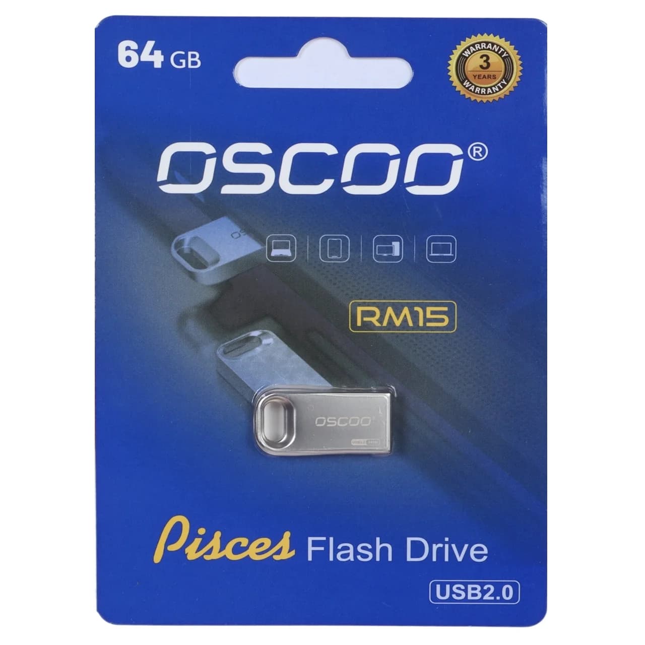 فلش مموری OSCOO USB2.0 مدل RM15 ظرفیت 64 گیگابایت – نقره ای (گارانتی سورین) — تصویر ۲