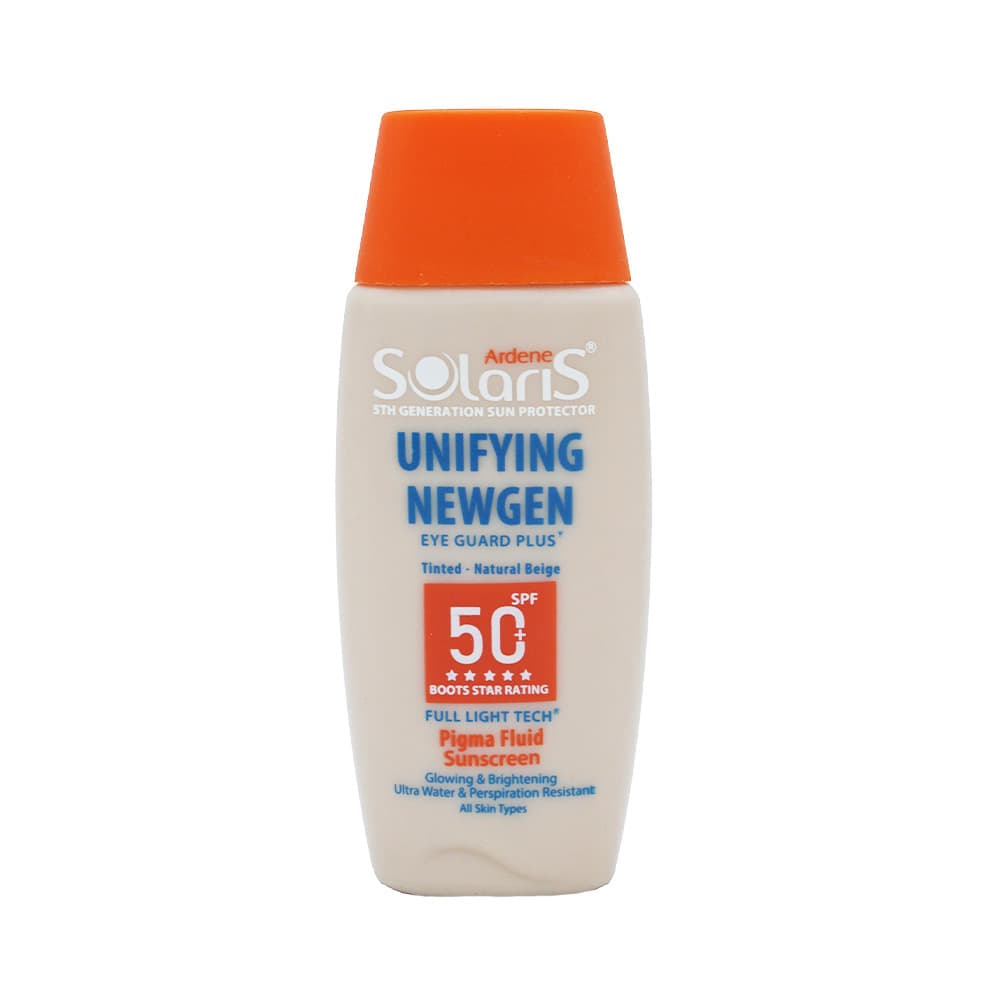 ضد آفتاب سولاریس UNIFY NEWGEN فلوئید روشن کننده و ضد لک spf50 بژ طبیعی SOLARIS