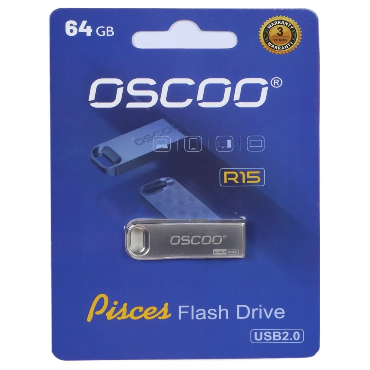 فلش مموری OSCOO USB2.0 مدل R15 ظرفیت 64 گیگابایت – نقره ای (گارانتی سورین) — تصویر ۲