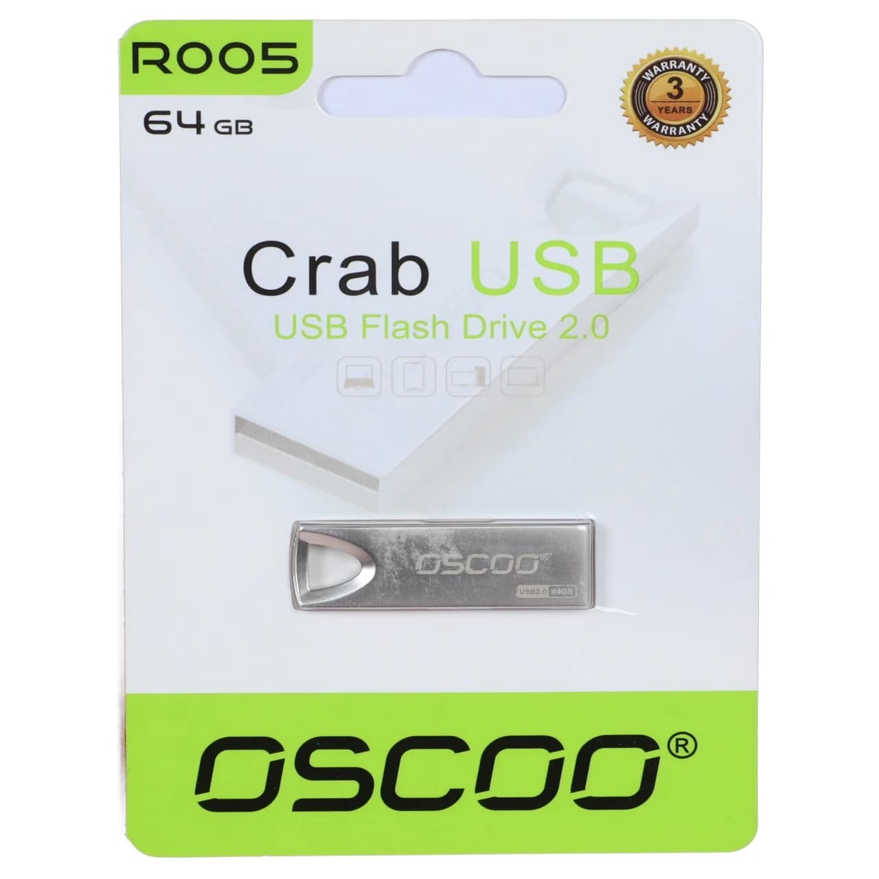 فلش مموری OSCOO USB2.0 مدل R005 ظرفیت 64 گیگابایت – نقره ای (گارانتی سورین) — تصویر ۲