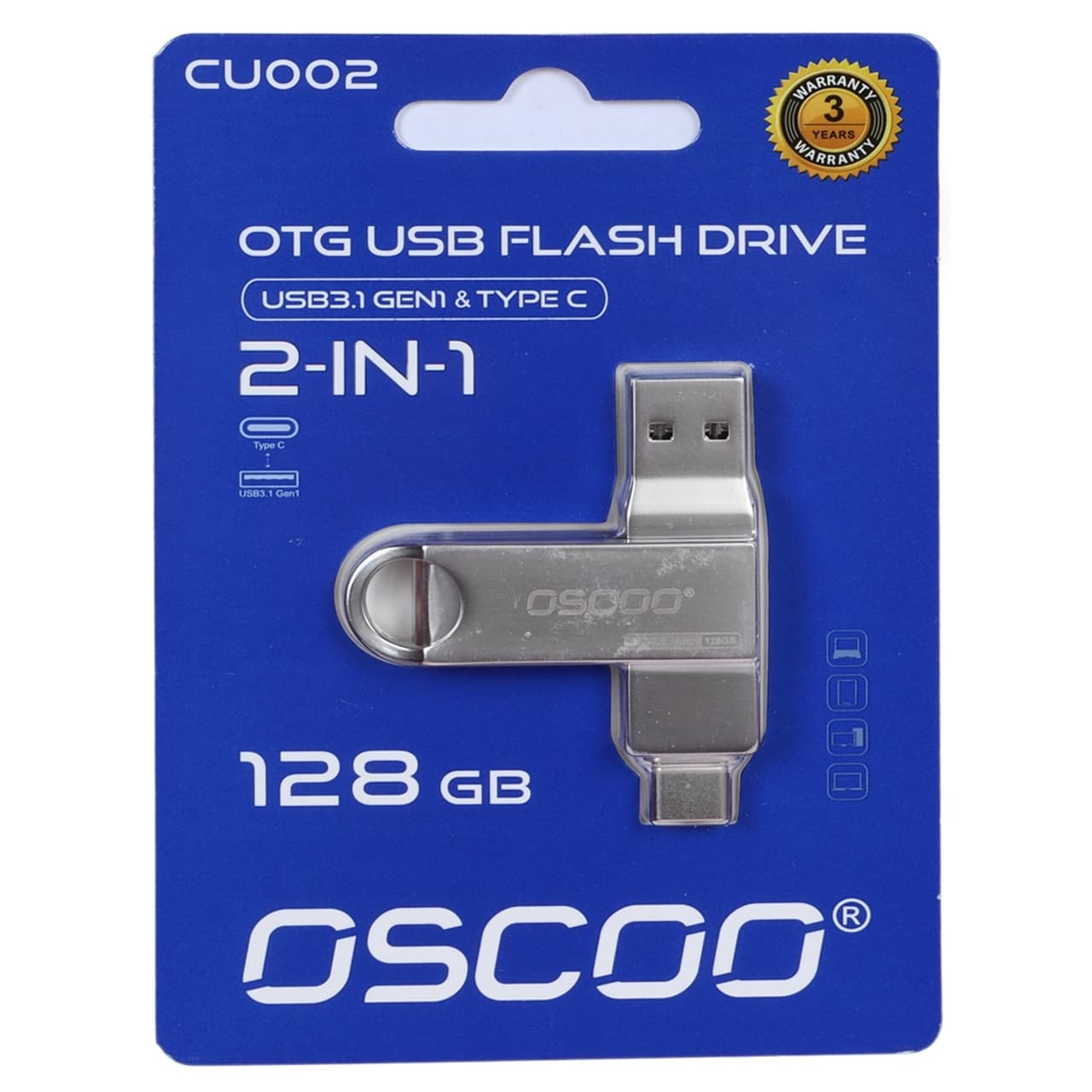 فلش مموری OSCOO USB3.1 Type-C مدل CU002 ظرفیت 128 گیگابایت – نقره ای (گارانتی سورین)