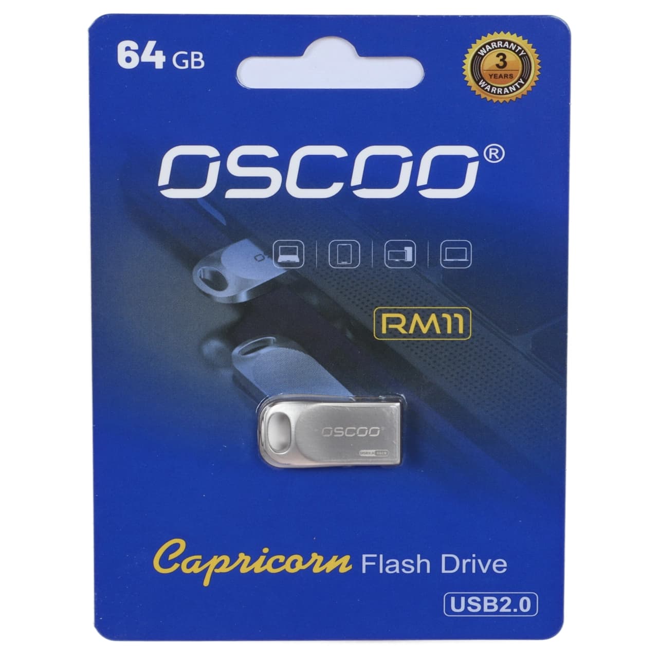 فلش مموری OSCOO USB2.0 مدل RM11 ظرفیت 64 گیگابایت – نقره ای (گارانتی سورین)