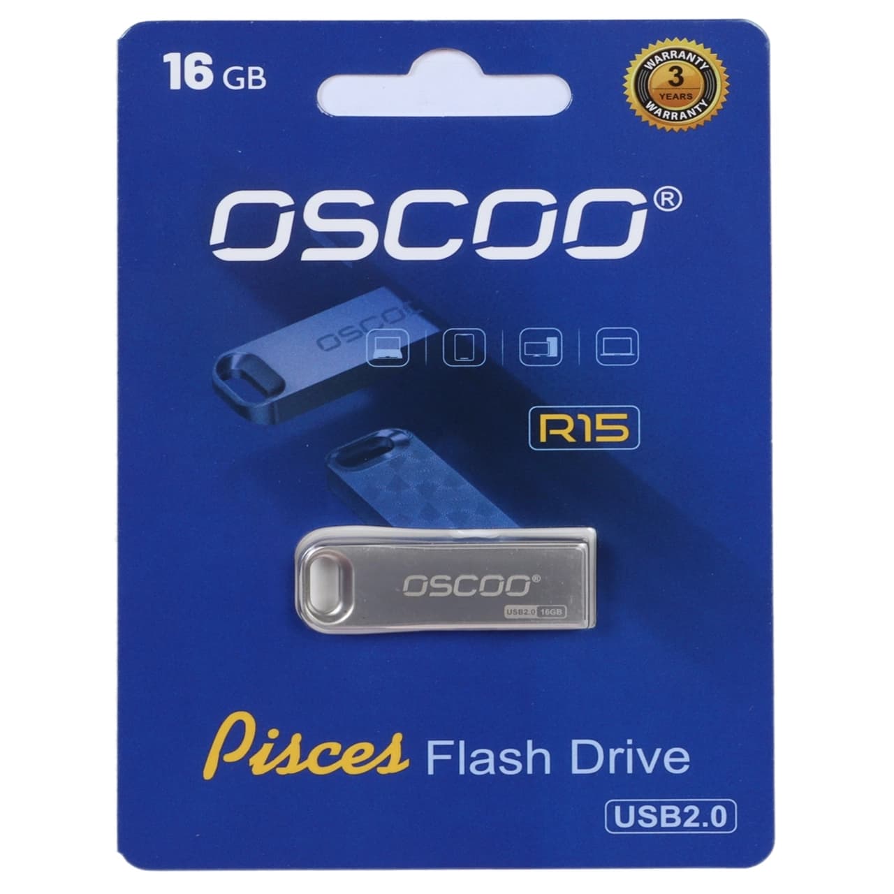 فلش مموری OSCOO USB2.0 مدل R15 ظرفیت 16 گیگابایت – نقره ای (گارانتی سورین)