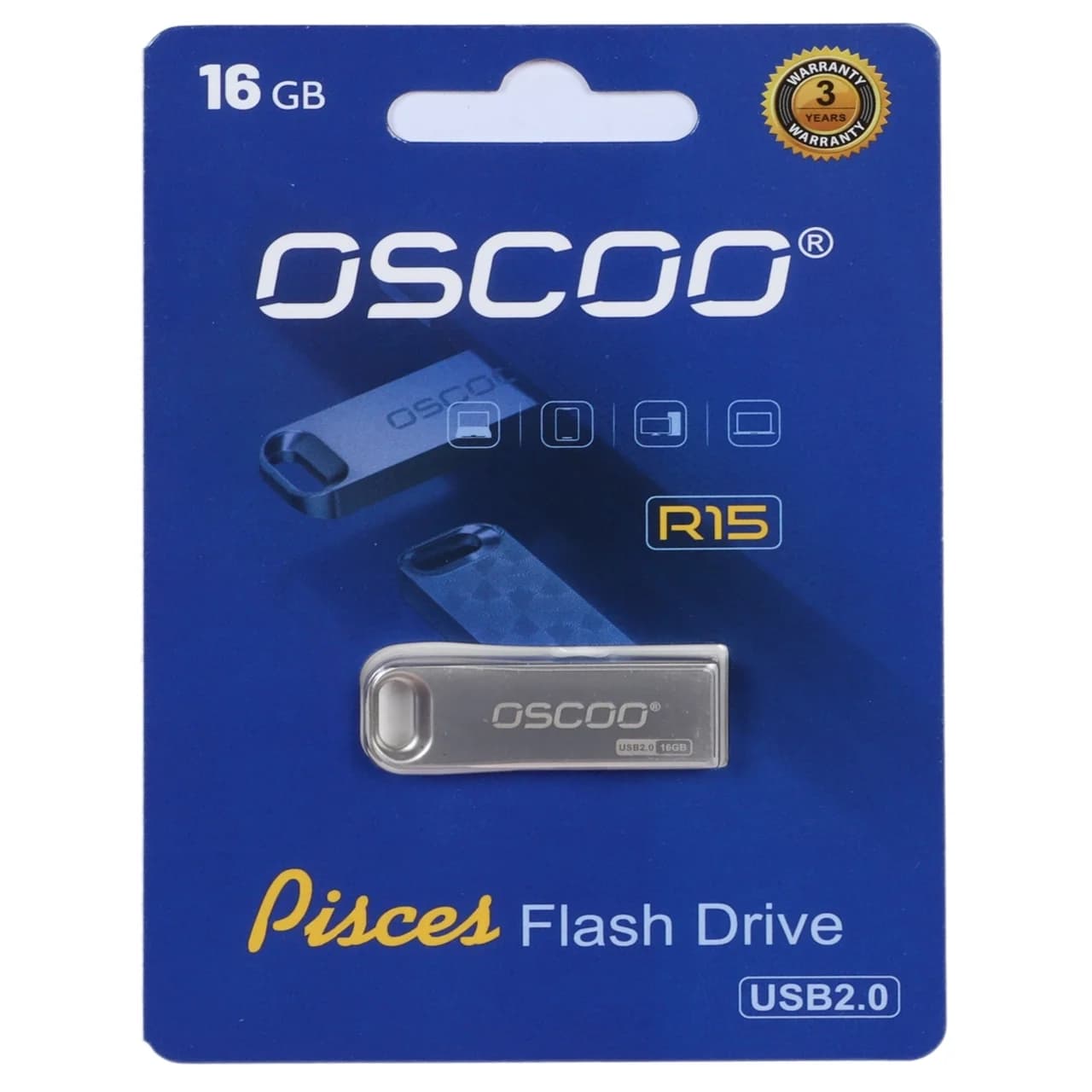 فلش مموری OSCOO USB2.0 مدل R15 ظرفیت 16 گیگابایت – نقره ای (گارانتی سورین) — تصویر ۲