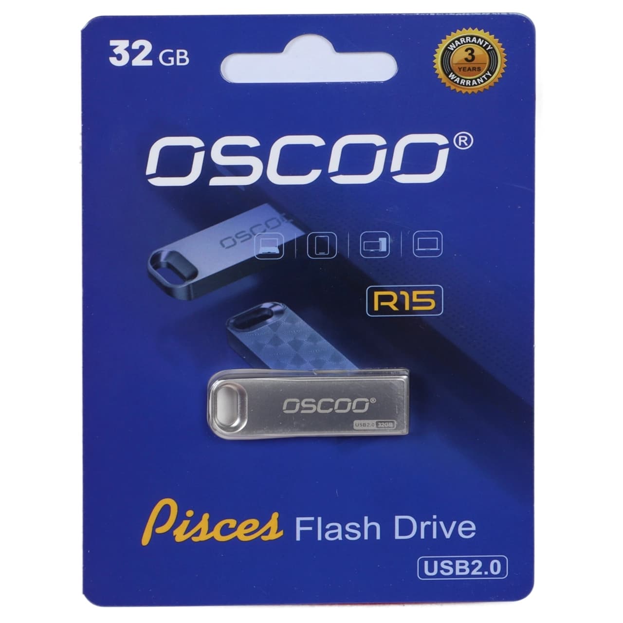 فلش مموری OSCOO USB2.0 مدل R15 ظرفیت 32 گیگابایت – نقره ای (گارانتی سورین)