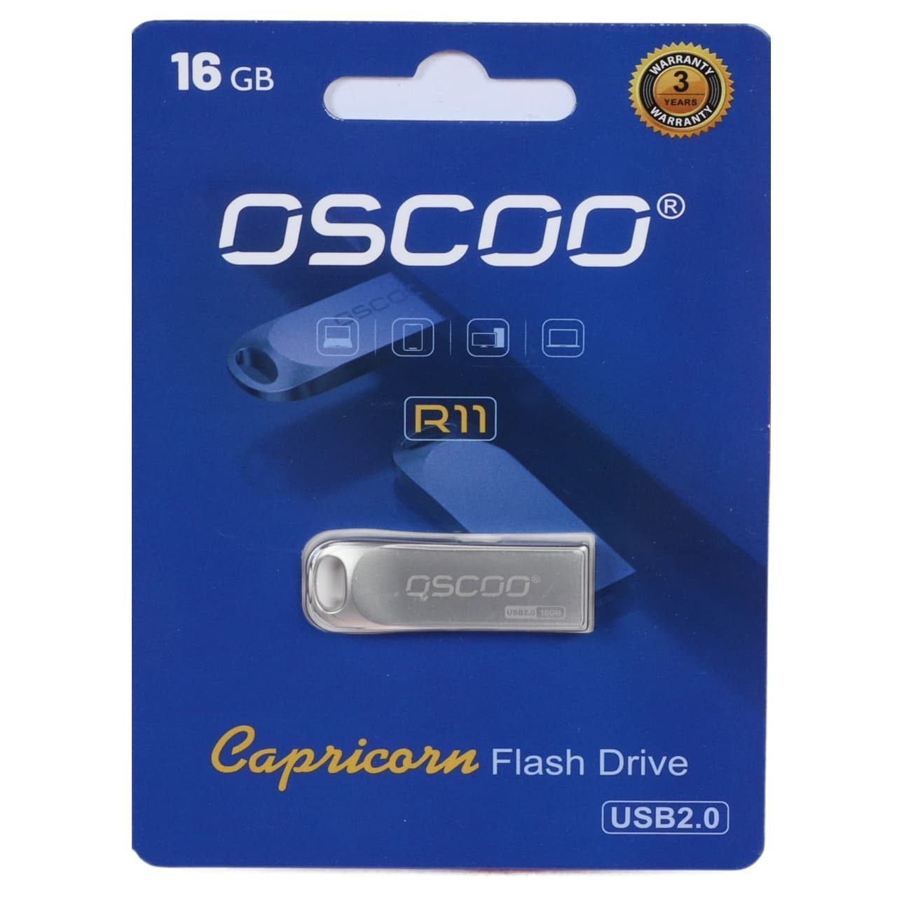 فلش مموری OSCOO USB2.0 مدل R11 ظرفیت 16 گیگابایت – نقره ای (گارانتی سورین)