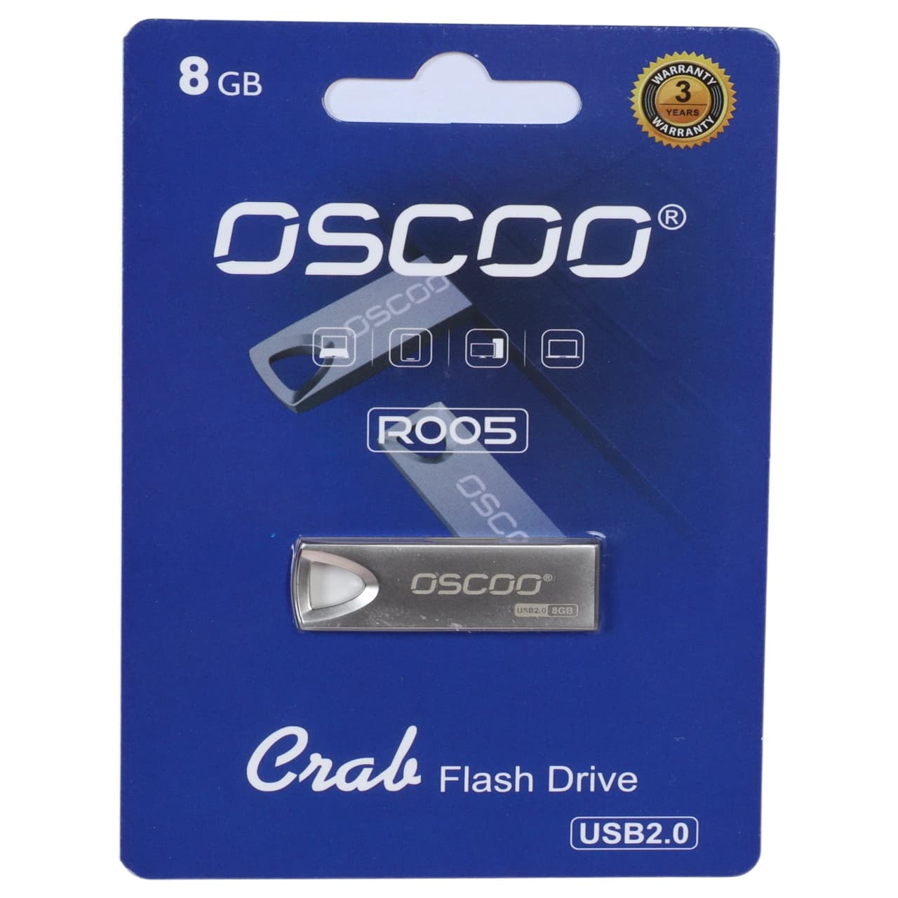 فلش مموری OSCOO USB2.0 مدل R005 ظرفیت 8 گیگابایت – نقره ای (گارانتی سورین)