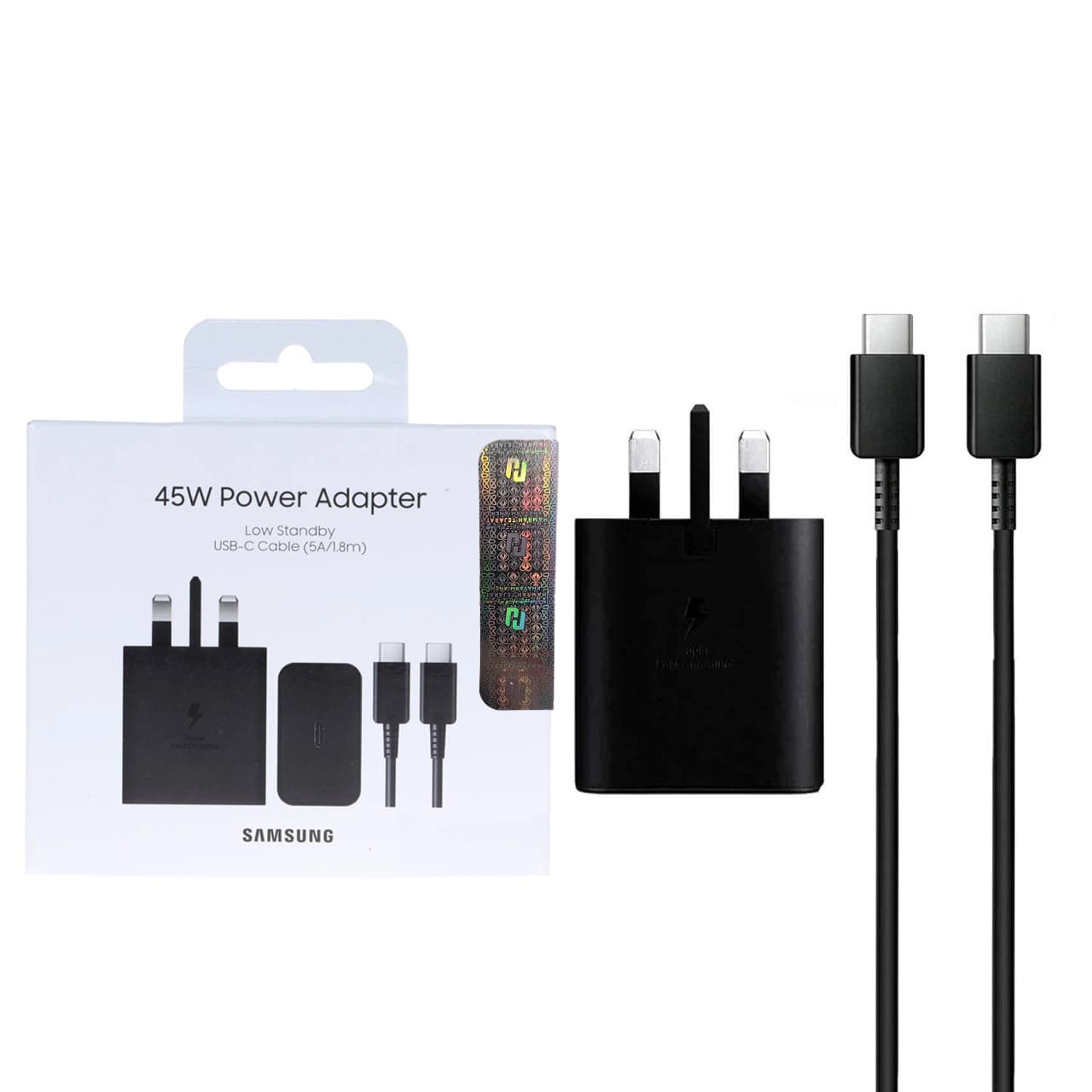 شارژر دیواری PD و فست Samsung مدل EP-T4511 45W به همراه کابل شارژ Type-C To Type-C – مشکی – اصلی (گارانتی 18 ماهه شرکتی)
