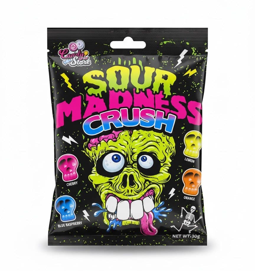 Sour Madness Crush 30g | آبنبات ترش چند طعمه مشکی