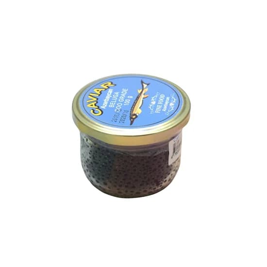خاویار سیاه بلوگا آذربایجان وزن 100 گرم ا Beluga Caviar Azerbaijan 100G