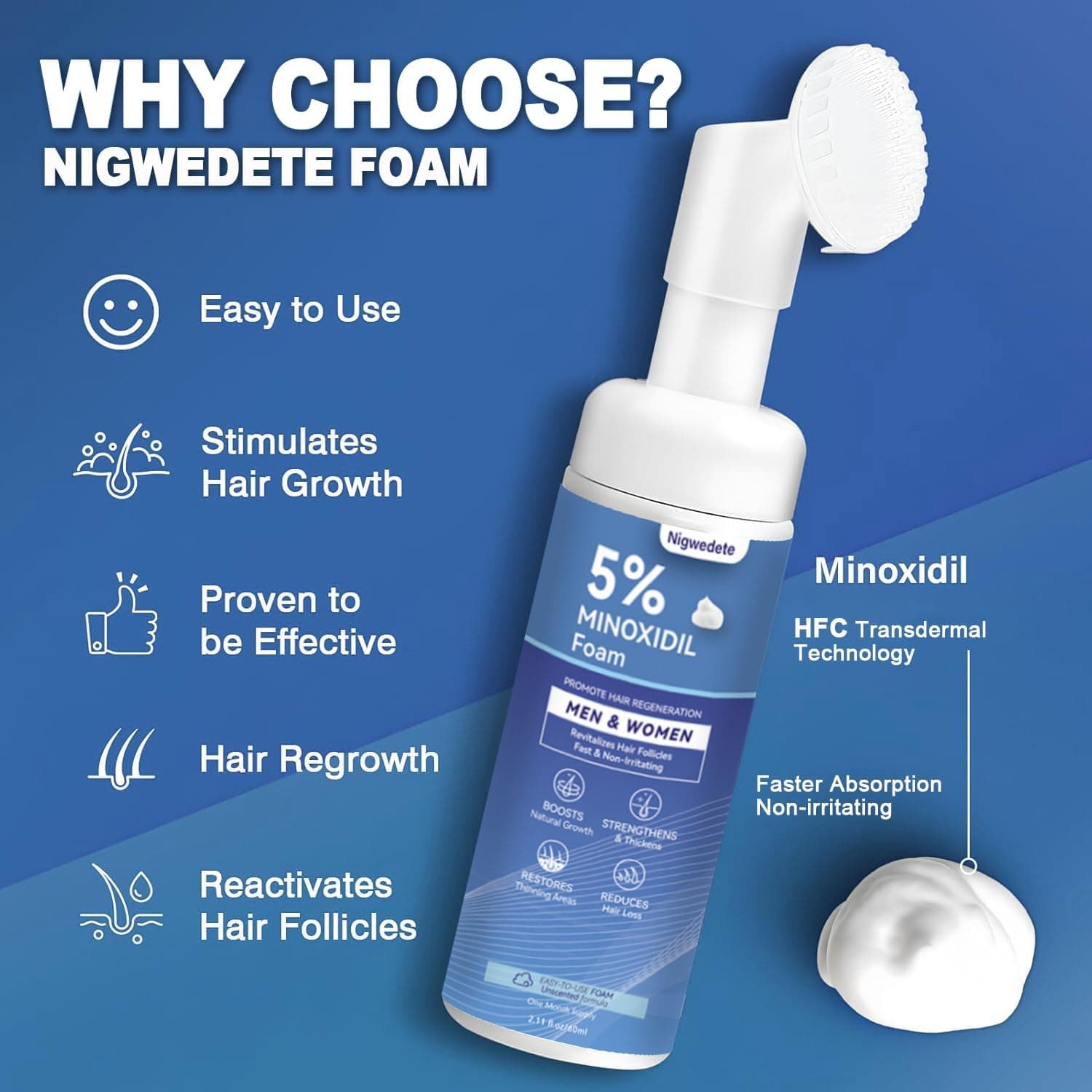 ماینوکسیدیل ۵٪ فوم نیگویدت | Nigwedete Advanced Regrowth | یکماهه — تصویر ۲