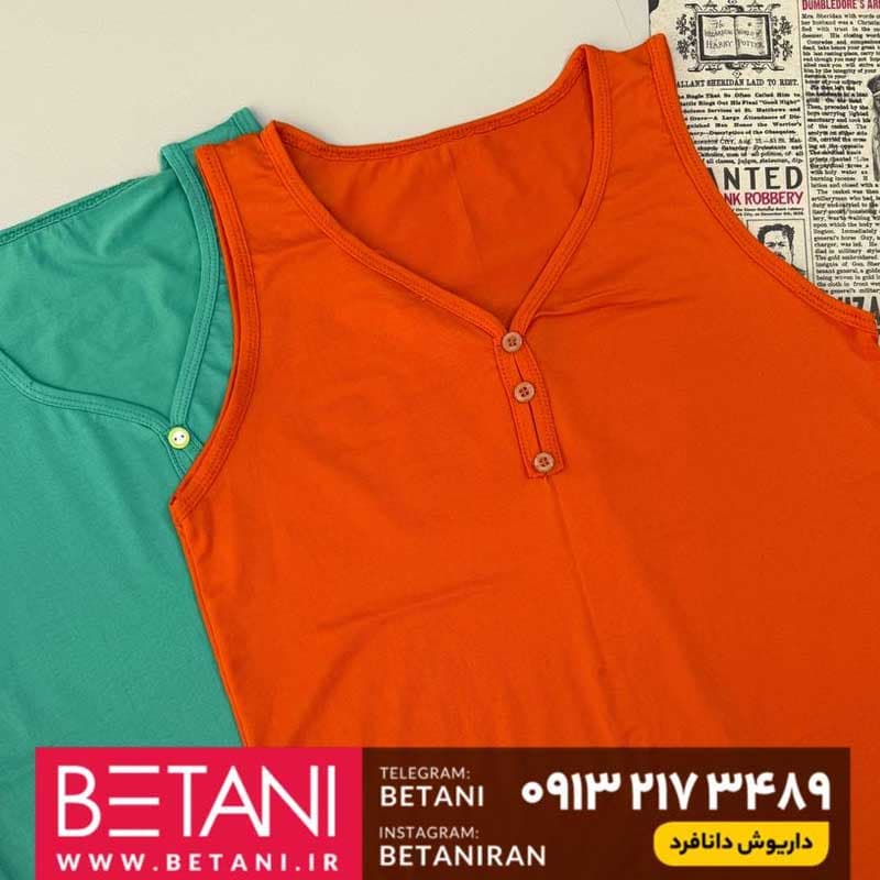 تاپ رکابی یقه ۳ دگمه (پک 5 عددی) — تصویر ۳