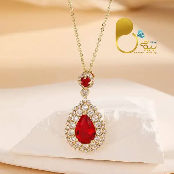 گردنبند زنانه استیل سوفیا یاقوتی