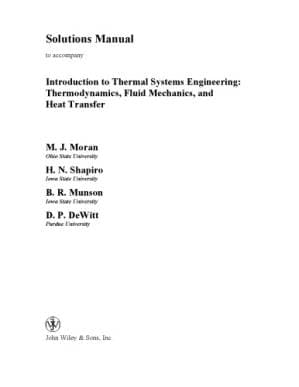 دانلود کتاب Solutions Manual to Accompany Introduction to Thermal Systems Engineering: Thermodynamcis, Fluid Mechanics and Heat Transfer