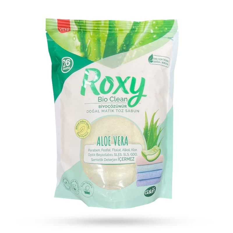پودر صابون ماشین لباسشویی و دستی روکسیRoxy با رایحه آلوئه ورا (800 گرم)