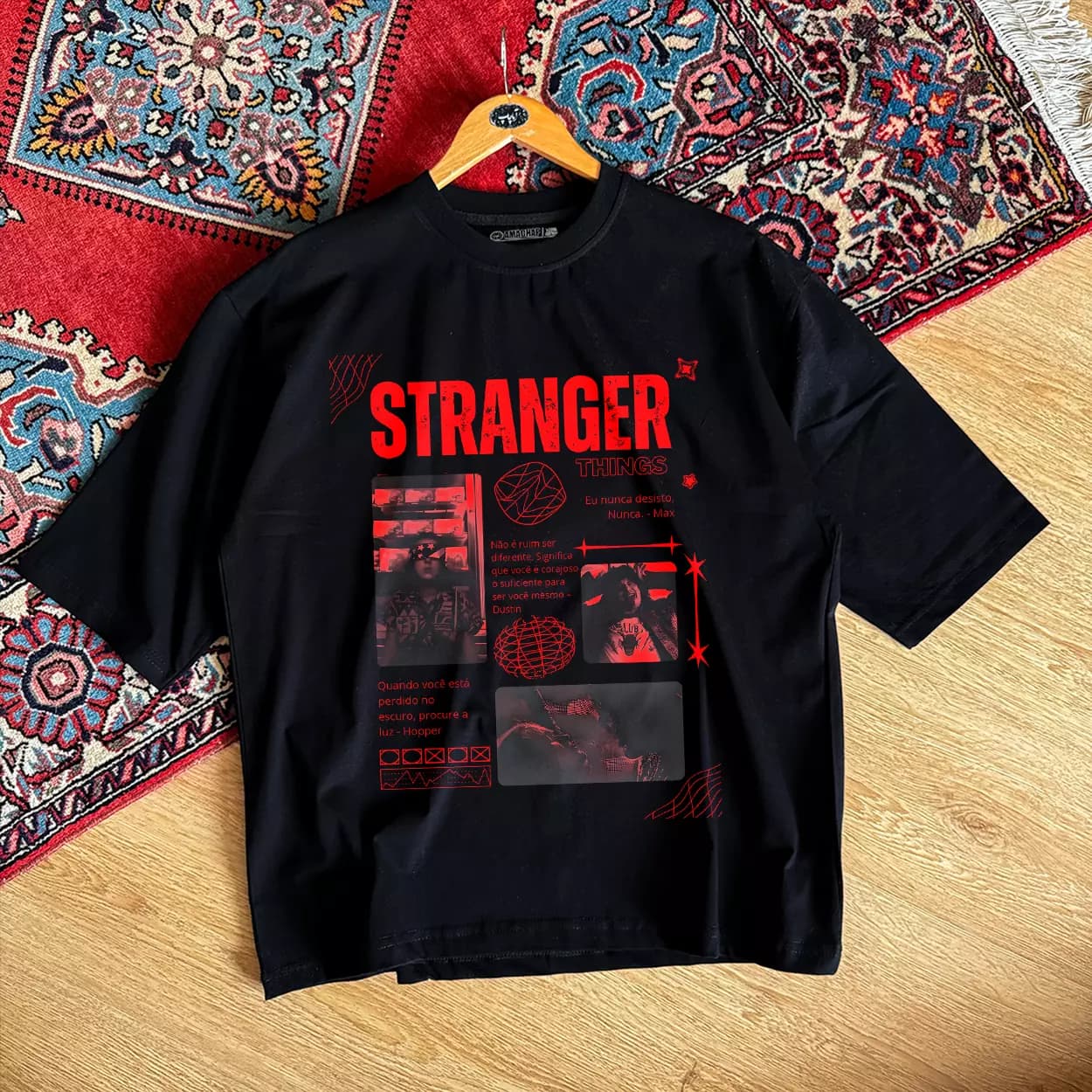 تیشرت نخ پنبه Stranger Things طرح Red Full Cover