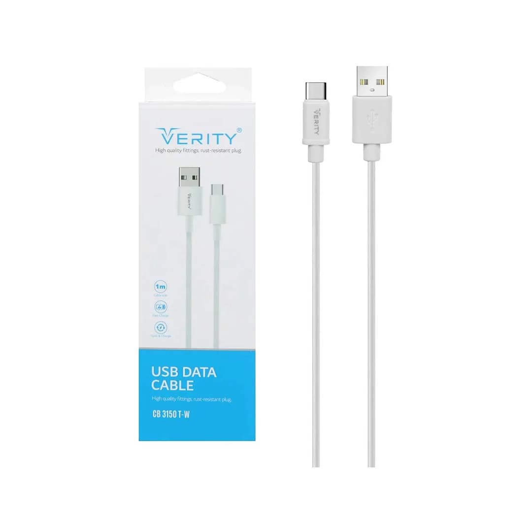 کابل دیتا و شارژ USB به Type-C وریتی مدل CB 3150T-W — تصویر ۴