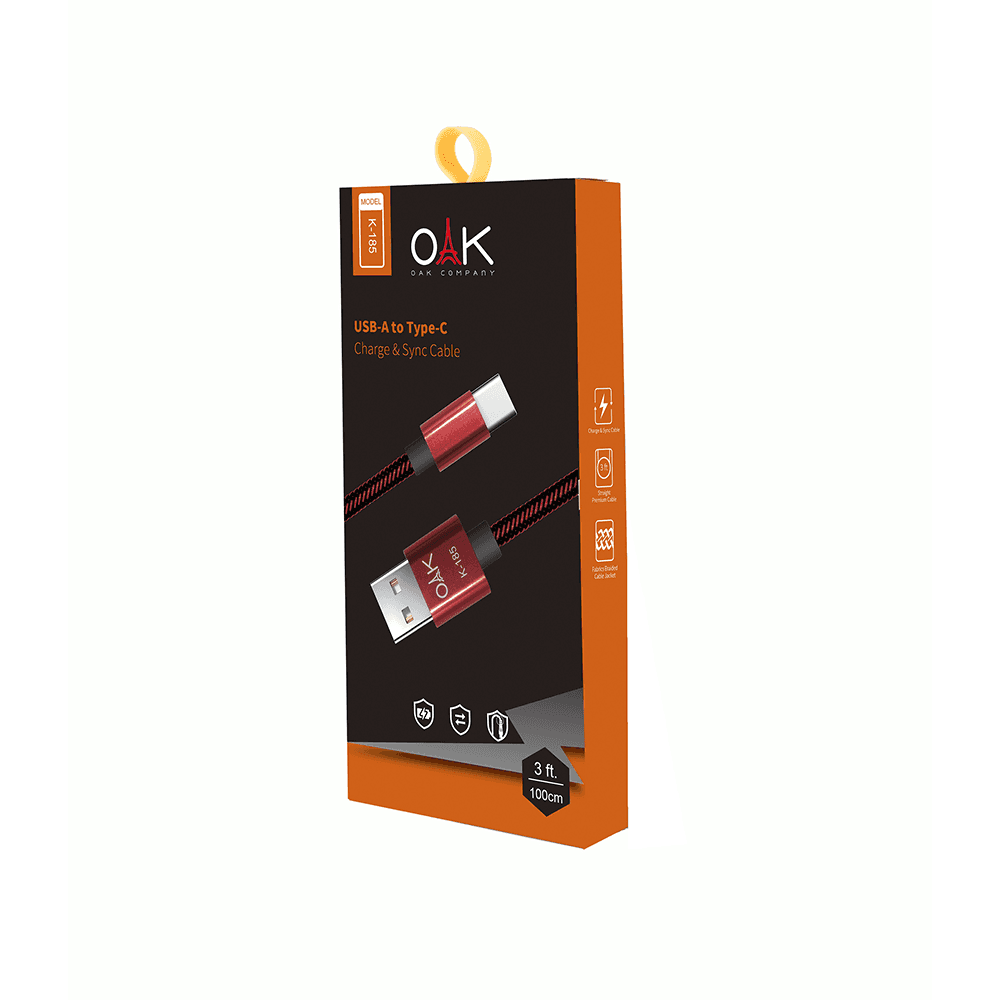 + قیمت کابل شارژ تایپ سی (USB-C) OAK مدل K-185 — تصویر ۲