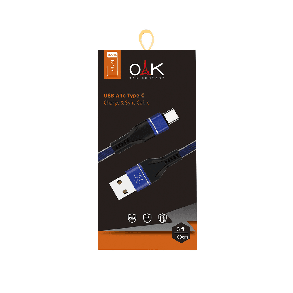 + قیمت کابل شارژ تایپ سی (USB-C) OAK مدل K-187