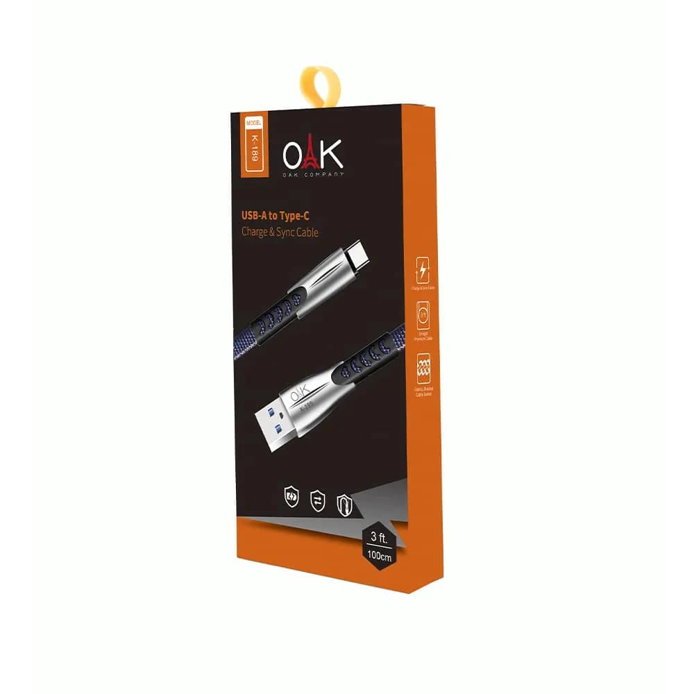 + قیمت کابل شارژ تایپ سی (USB-C) OAK مدل K-189
