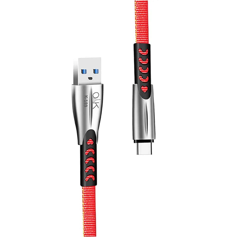 + قیمت کابل شارژ تایپ سی (USB-C) OAK مدل K-189 — تصویر ۲