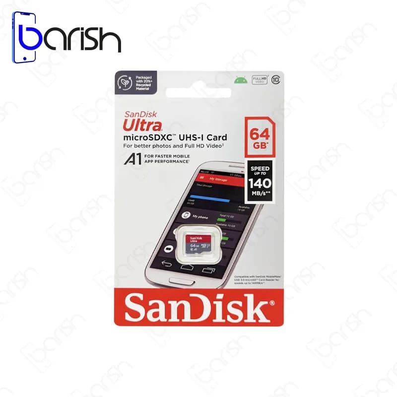 کارت حافظه میکرو SD سن دیسک مدل Ultra A1 ظرفیت 64 گیگابایت — تصویر ۲