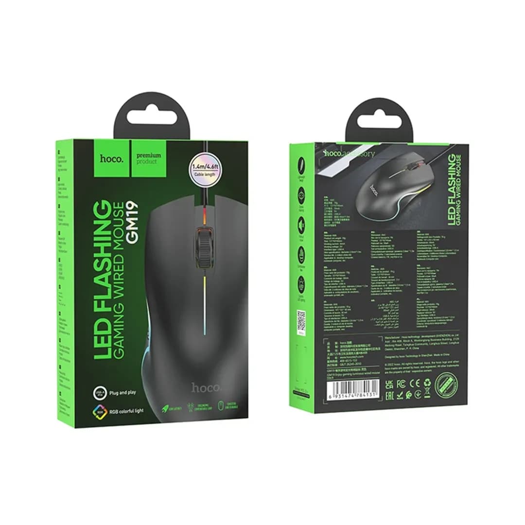 موس گیمینگ سیمی RGB هوکو مدل GM19 — تصویر ۵