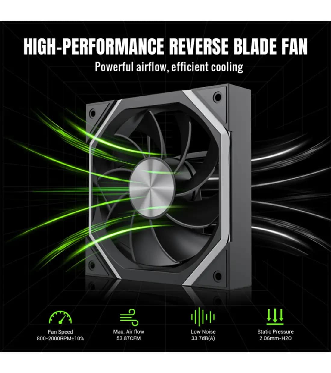 فن کیس برند GAMEMAX مدل FN12A-N2-Reverse Black — تصویر ۳