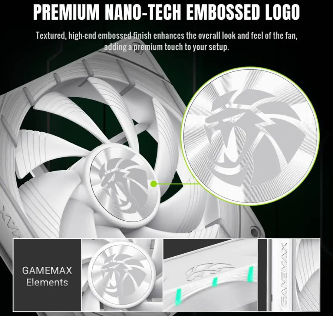 فن کیس برند GAMEMAX مدل Tornado T14 ARGB White — تصویر ۵