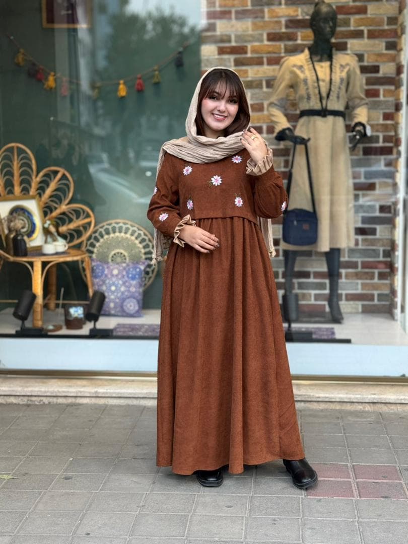 پیراهن پرنسا کبریتی شتری