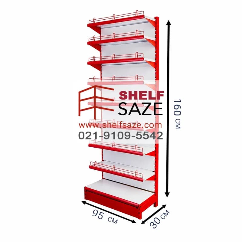 قفسه خود ایستا فروشگاهی 9 طبقه سایز 95*30 ارتفاع 160 سانتیمتر