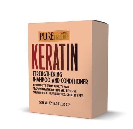 پک شامپو و ماسک مو پیور نیچر کراتین Pure Nature Keratin حجم 500 میلی لیتر — تصویر ۲