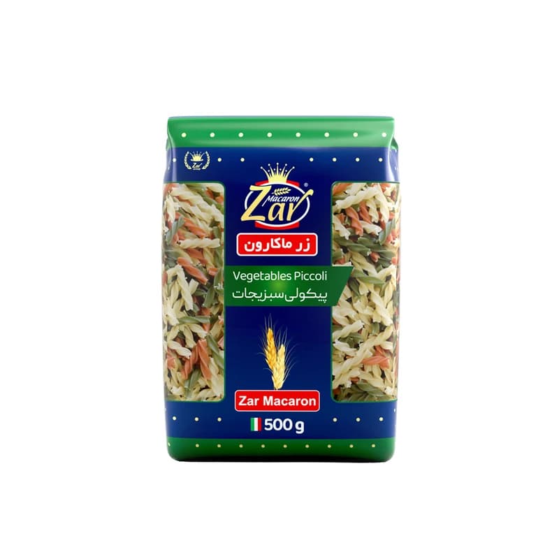 ماکارونی پیکولی سبزیجات زر ماکارون مقدار ۵۰۰ گرم