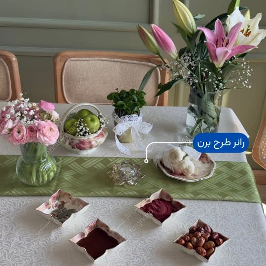 رومیزی ژاگارد دایره طرح پراگ رزین تاژ — تصویر ۳