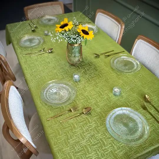 رومیزی ژاگارد مستطیل طرح یاسمین رزین تاژ — تصویر ۷