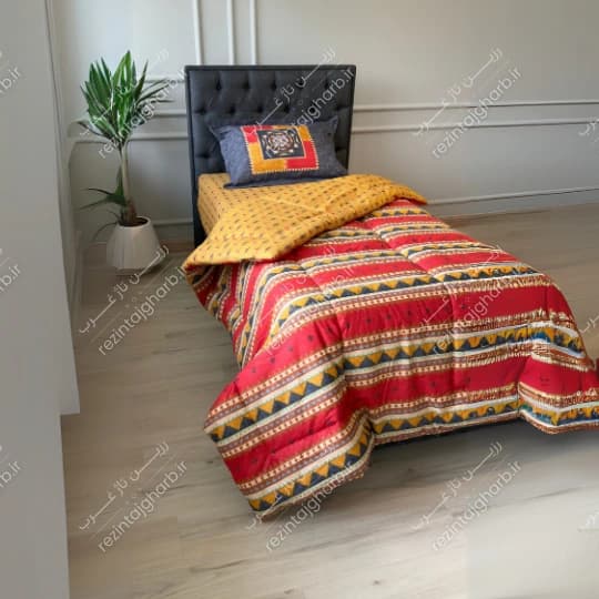 ست لحاف رانفورس کتان طرح گبه رزین تاژ