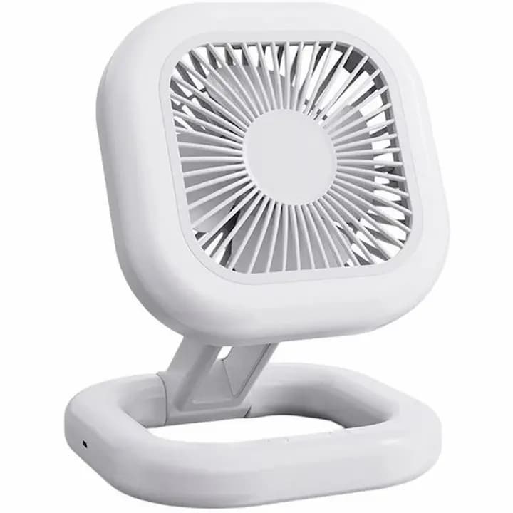 پنکه رومیزی شارژی مدل953 چراغ دار سه سرعته سفید