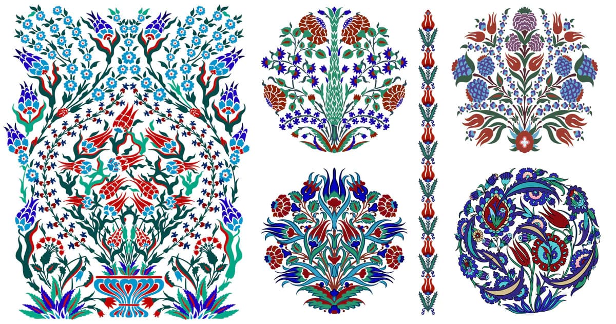 6 طرح وکتور گل و بوته تزئینی اسلیمی