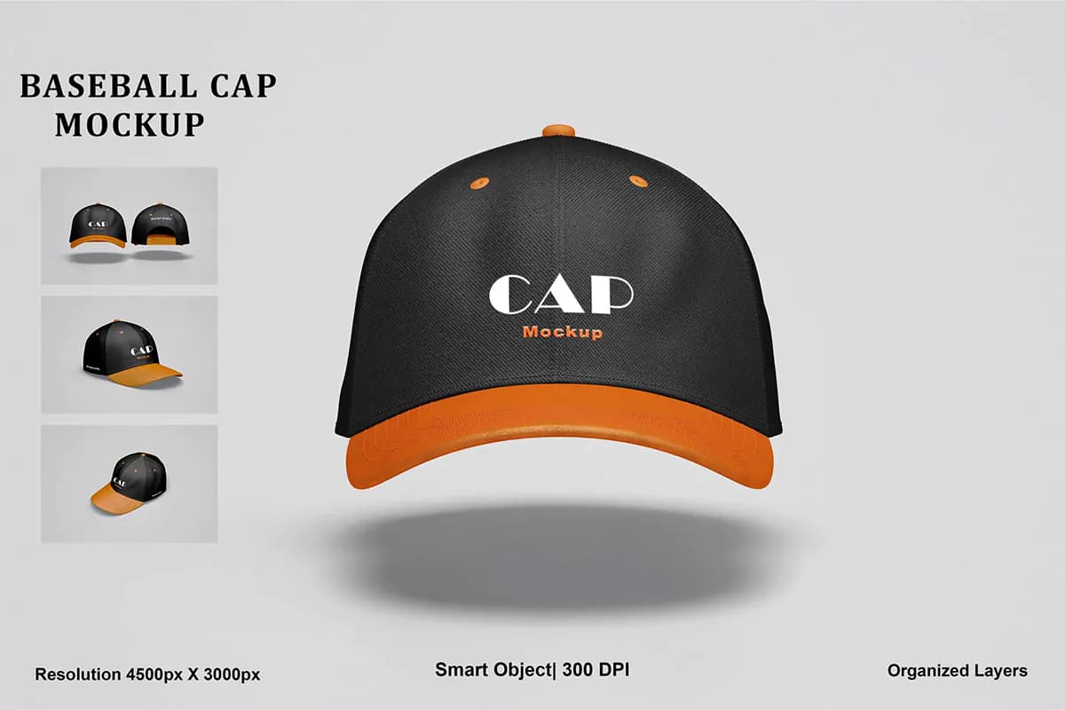 موکاپ کلاه کپ بیسبال – 4 فایل
