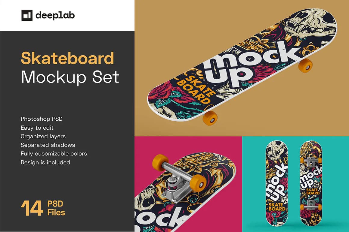 14 موکاپ تخته اسکیت Skateboard