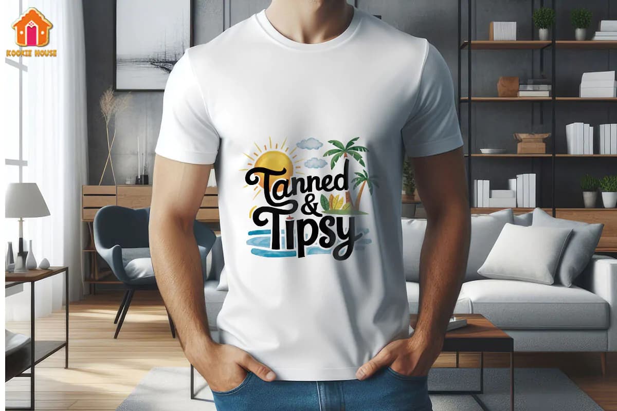 طرح تیشرت Tanned & Tipsy — تصویر ۲