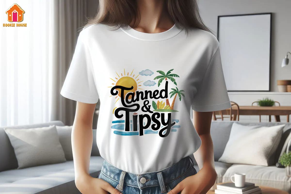 طرح تیشرت Tanned & Tipsy — تصویر ۳