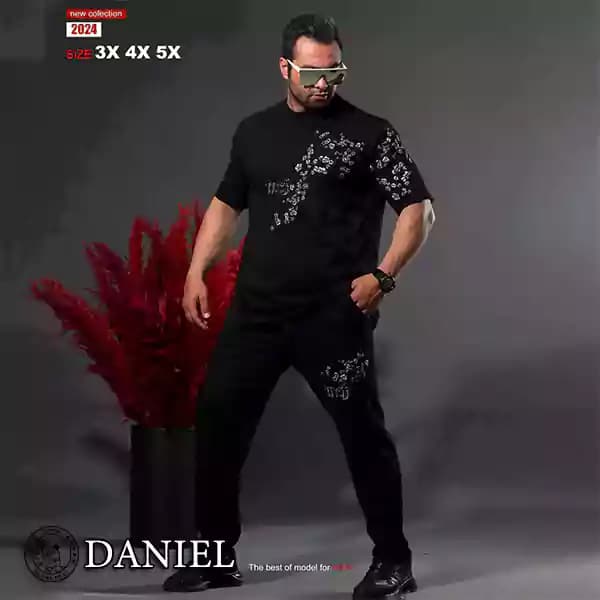 ست تیشرت و اسلش مچینست