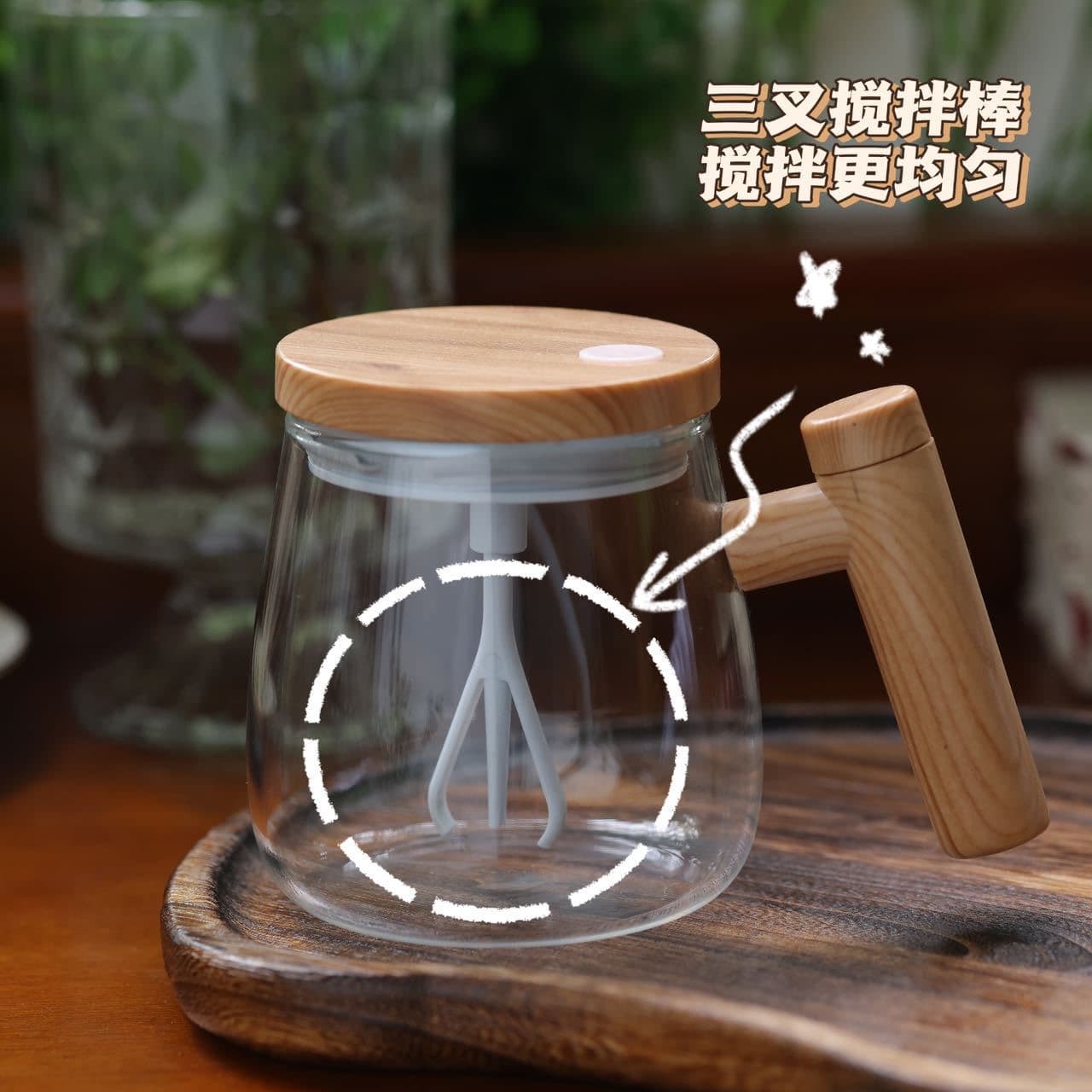 ماگ پیرکس همزن‌دار با هیتر طرح بامبو — تصویر ۲