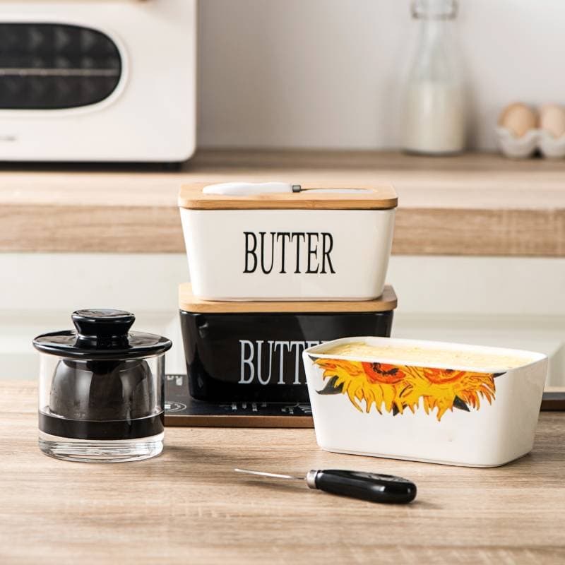 کره خوری سرامیکی وارداتی طرح BUTTER-مشکی — تصویر ۳